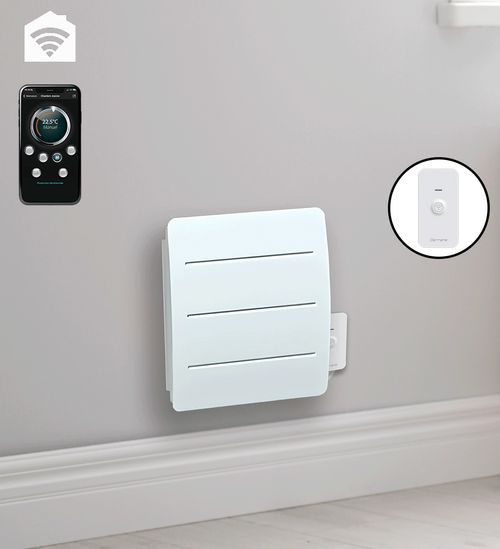 Radiateur électrique LCD fonte + film blanc 1000W KAIROS connecté